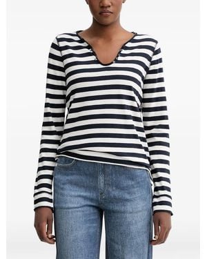 Zadig & Voltaire Henley Striped T-Shirt - Blue