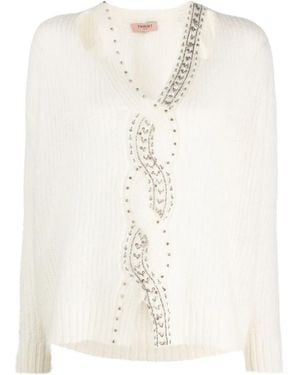 Twinset Maglione Con Scollo A V - Neutro