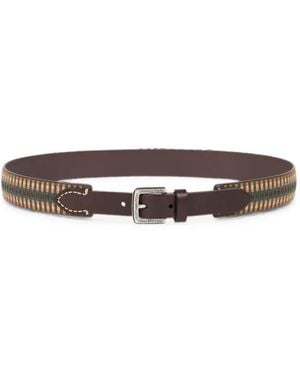 Etro Embroidered Leather Belt - White