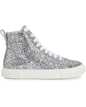 Giuseppe Zanotti Eco-Blabber High-Top Glitter Sneakers - Gray