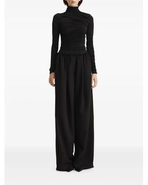 2310 STUDIO Draped High-Neck Top - Black