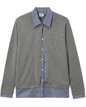 B+ AB Button-Front Layered Cardigan - Gray