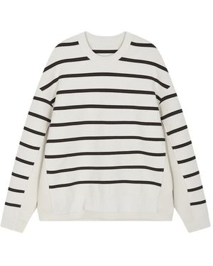 CROQUIS Striped Crewneck Sweater - White