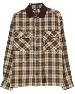Palm Angels Check-Pattern Shirt - Brown