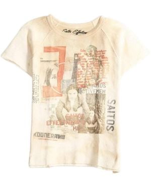 SAITOS Waffle Mess Graphic-Print T-Shirt - Natural
