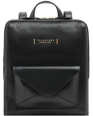 The Bridge Frida Envelope-Pocket Leather Backpack - Black
