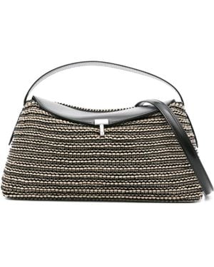 【TOTEME】ロゴ フォールドオーバー トップ ハンドル バッグ T-Lock grained-leather top handle black – TOTEME