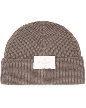 Brunello Cucinelli Gerippte Beanie Aus Kaschmir - Braun
