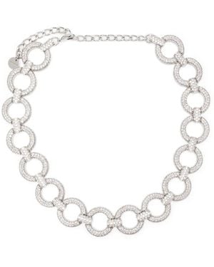 Self-Portrait Crystal-Embellished Necklace - White