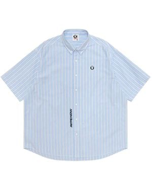 Aape By A Bathing Ape Striped Logo Shirt - Blue