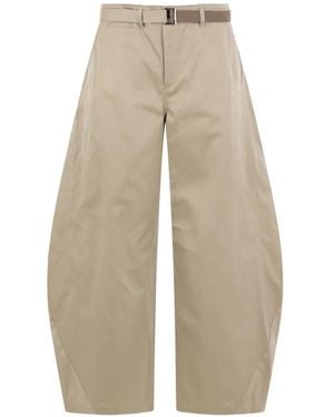 Sacai Belted Wide-Leg Trousers - White
