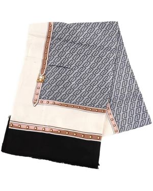 Liu Jo Stole With Monogram Logo - Grey