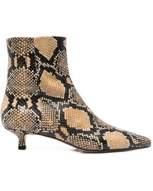 Aeyde Sofie Snakeskin-Effect Leather Ankle Boots - Natural