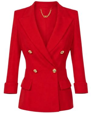 Elisabetta Franchi Blazer Con Dobladillo Peplum Y Doble Botonadura - Rojo