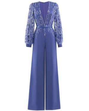 Saiid Kobeisy Crepe Jumpsuit - Blue