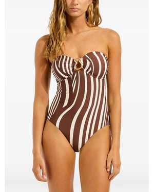 Seafolly Costume Intero Coastline Ring - Marrone