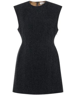 Tela Herringbone-Weave Wool Mini Dress - Black