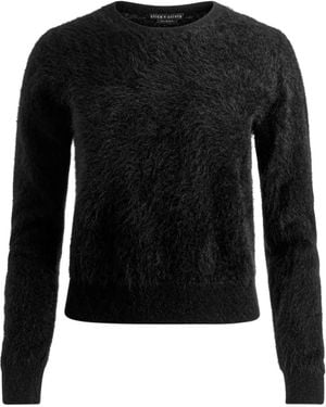 Alice + Olivia Crew-Neck Fluffy Sweater - Black