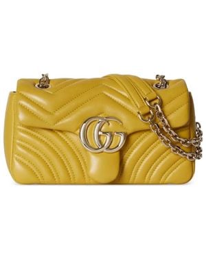 Gucci Small Gg Marmont Chevron-Quilted Shoulder Bag - Yellow