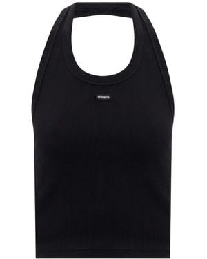 Vetements Ribbed-Knit Halterneck Tank Top - Negro