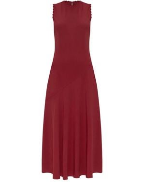 Ulla Johnson Scallop-Trim Midi Dress - Red