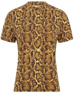 Marine Serre Python-Print Crew-Neck T-Shirt - Yellow