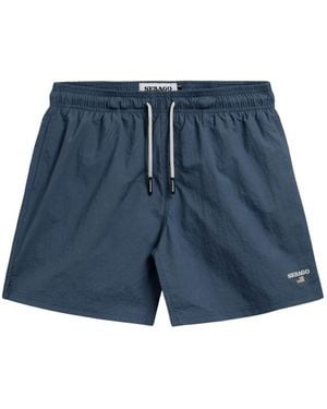 Sebago Drawstring Logo-Print Swim Shorts - Blue