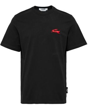 MSGM Rabbit-Logo Cotton T-Shirt - Black