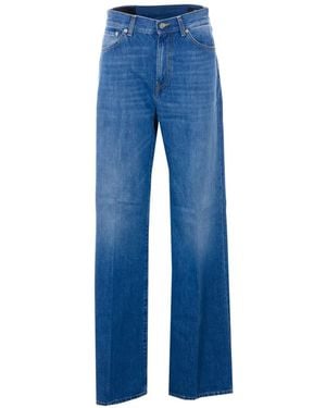 Dondup Five-Pockets Patch-Logo Jeans - Blue