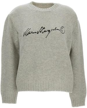 MM6 by Maison Margiela Logo-Print Cut-Out Jumper - Grey