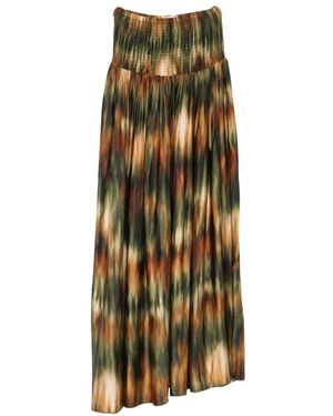 CONNOR & BLAKE Abstract-Print Smocked-Waist Maxi Skirt - Natural