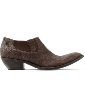 Versace Tigre Leather Texan Boots - Brown