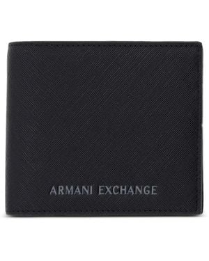 ARMANI EXCHANGE Logo-Print Bi-Fold Wallet - Black
