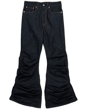 Junya Watanabe Schlagjeans Mit Gebündeltem Saum - Blau