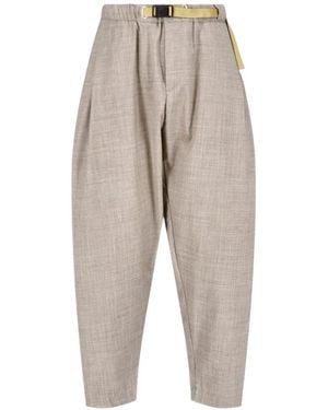 White Sand Buckle-Fastening Trousers - Grey