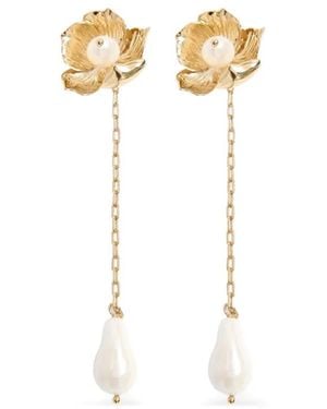 Erdem Floral-Motif Pearl-Drop Earrings - White