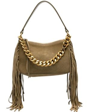 Twinset Fringe-Trim Suede Tote Bag - Metallic