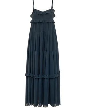 MICHAEL Michael Kors Ruffled Georgette Tiered Maxi Dress - Blue