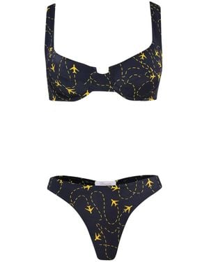 Brigitte Bardot Set Bikini Con Stampa - Nero