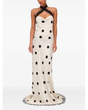 For Love & Lemons Dorothy Dot Halterneck Maxi Dress - White