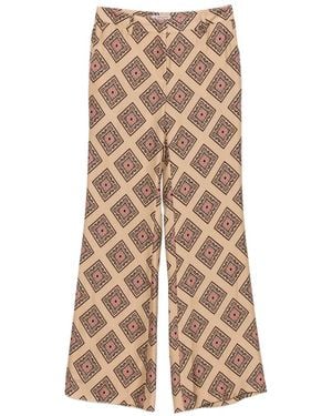 Alberto Biani Geometric-Print Silk Pants - Natural