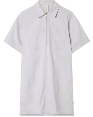 Lee Mathews Patch-Pocket Half-Zip Mini Dress - White