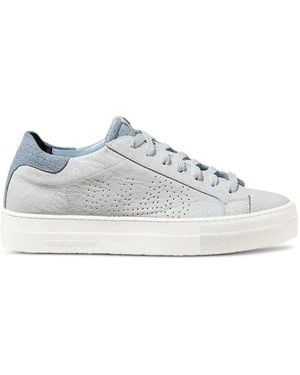 P448 Thea Crackled-Leather Sneakers - White