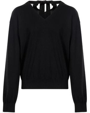 Lanvin Jersey Con Detalle De Lazo Y Cuello En V - Negro
