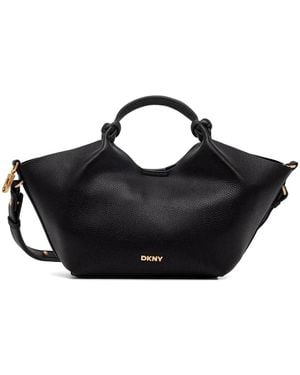 DKNY Paula Knotted Pebbled-Leather Tote Bag - Black