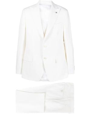 Lardini Three-Piece Wool Suit - White