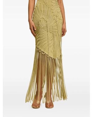 Cult Gaia Edina Fringe-Trimmed Strapless Midi Dress - Yellow