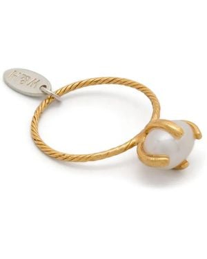 Wouters & Hendrix Anello A Fascia Twisted Con Perle - Metallizzato