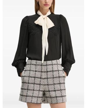 Bruuns Bazaar Lace-Insert Bow Blouse - Gray