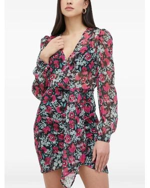 Morgan Floral V-Neck Mini Dress - Red
